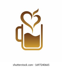 cup coffee logo design, love vector logo