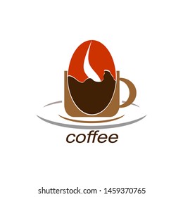 cup coffee logo design template with  coffee bean