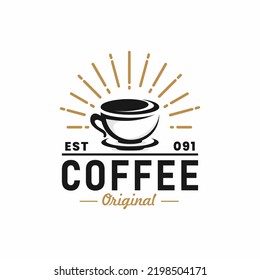 cup coffee logo in hipster vintage style