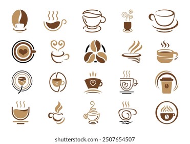 Cup Of Coffee Logo Icon Element Set