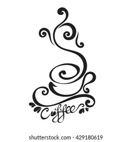 A cup of coffee logo Icon, Symbol Black Color