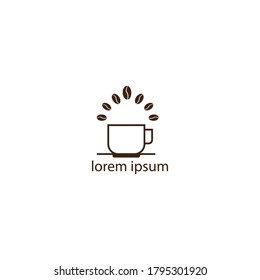 Cup, coffee logo illustration, simple line icon vector design