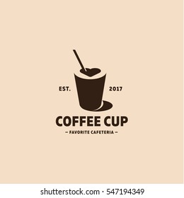 Cup coffee logo stylish illustration for business in minimalism flat art