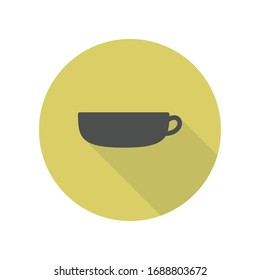 icono de la sombra larga de la taza de café. Glifo simple, vector plano de iconos web para ui y ux, sitio web o aplicación móvil