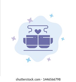 Cup, Coffee, Love, Heart, Valentine Blue Icon on Abstract Cloud Background