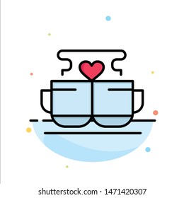 Cup, Coffee, Love, Heart, Valentine Abstract Flat Color Icon Template. Vector Icon Template background