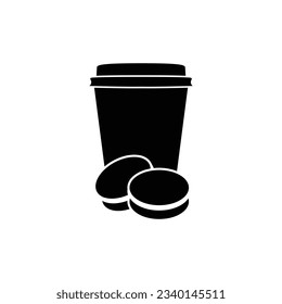 cup of coffee with macaron icon vector macaroons sign 