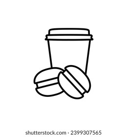 cup of coffee with macaron icon vector macaroons sign 