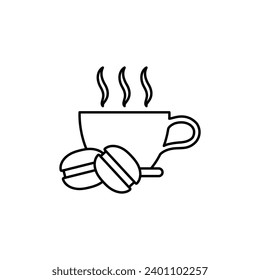 cup of coffee with macaron icon vector macaroons sign 