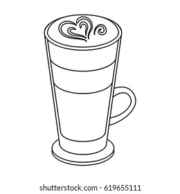 Cup of coffee macchiato with foam. Different types of coffee single icon in outline style vector symbol stock illustration web.