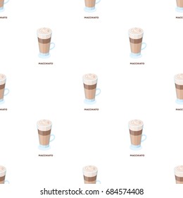 Cup of coffee macchiato with foam. Different types of coffee single icon in cartoon style vector symbol stock illustration web.