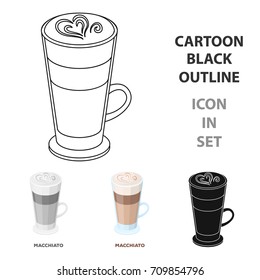 Cup of coffee macchiato with foam. Different types of coffee single icon in cartoon style vector symbol stock illustration web.