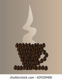 cup of coffee made of coffee beans
