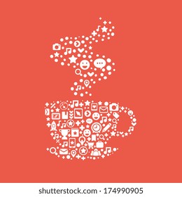 cup of coffee made ??up of a set of icons for social networks 