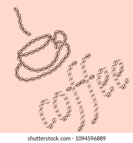 Cup of coffee made of words, vector