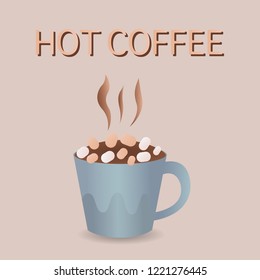 Cup of coffee with marshmallows vector illustration, icon design
