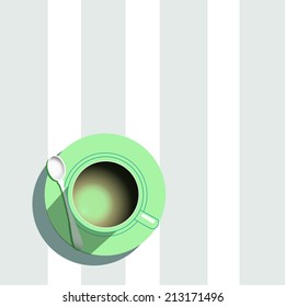 Cup of coffee , menu in coffee shop