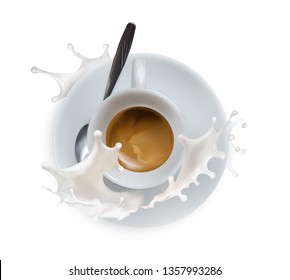 cup of coffee with milk cappuccino vector
