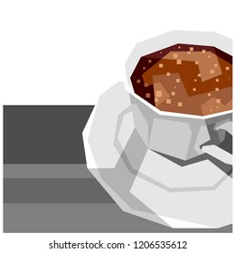 A Cup of Coffee with Milk Foam, Design Illustration
