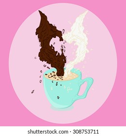 cup with coffee and milk splash