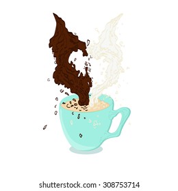 cup with coffee and milk splash