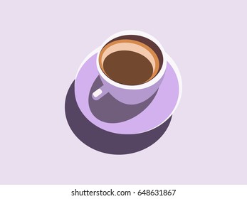 Cup of coffee with milk, vector illustration.