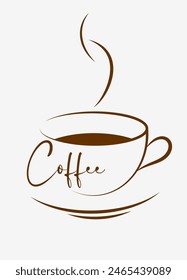 Cup of coffee in minimalist style. Vector illustration. Sketch for creativity.