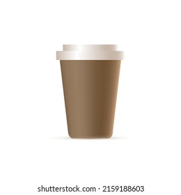 Cup of coffee in minimalistic 3d style isolated on white background. Vector illustration