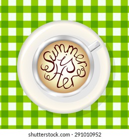 Cup of Coffee. Mockup Template with Lettering Element. Summer is here