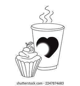 a cup of coffee in the morning will help you wake up. Vector graphics