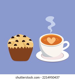 Una taza de café y un bizcocho para el desayuno