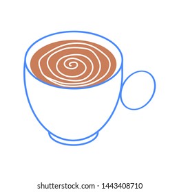 Cup of coffee. Coffee mug icon in linear style on white background. Vector illustration in flat style for web design