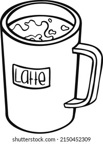 cup, coffee mug line isolated on white background. manual. vector
 illustration.
