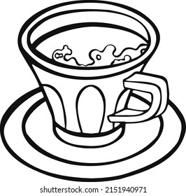 cup, coffee mug line isolated on white background. manual. vector
 illustration.