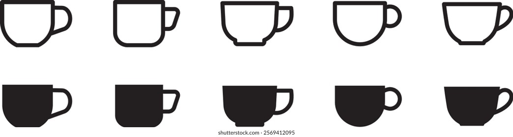 Cup of coffee, mug, tea icon Hot drink icon icons button, vector, sign, symbol, logo, illustration, editable stroke, flat design style isolated on white linear pictogram