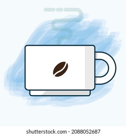 Copa de café. Ilustración del contorno vectorial del tazón del café.