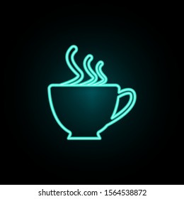 A cup of coffee neon icon. Simple thin line, outline vector of web icons for ui and ux, website or mobile application