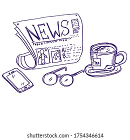 cup of coffee with a newspaper