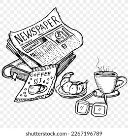 taza de café y periódico