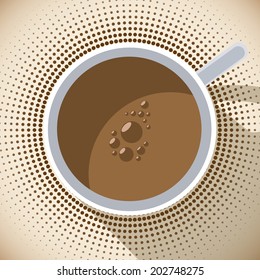 cup of coffee on the abstract background