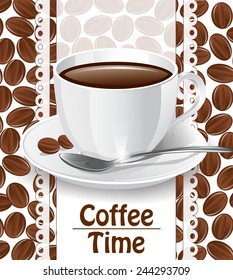 A cup of coffee on a background napkin