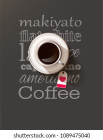 Cup of coffee on a black background
