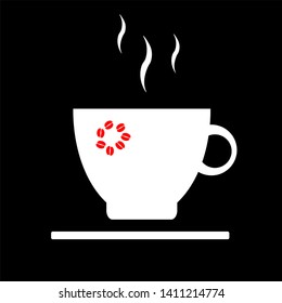 A cup of coffee on a black background. Vector illustration of a cup full of coffee. to mark the time on the coffee break.