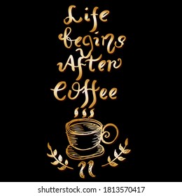 a cup of coffee on a black background