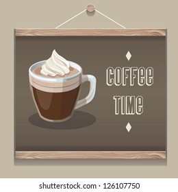 cup of coffee on blackboard