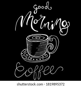 cup of coffee on a blackboard