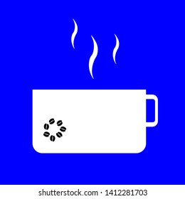 A cup of coffee on a blue background. Vector illustration of a cup full of coffee. To make the time on the coffee break.