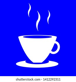 A cup of coffee on a blue background. Vector illustration of a cup full of coffee. To make the time on the coffee break.