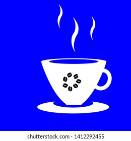 A cup of coffee on a blue background. Vector illustration of a cup full of coffee. To make the time on the coffee break.