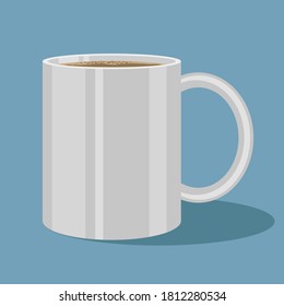 Cup with coffee on blue background